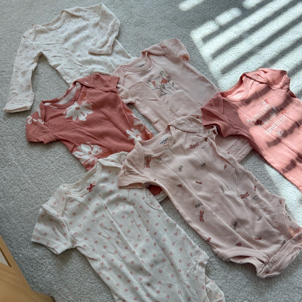 Pack of 6 Bodysuits for 3 Month Old Baby Girls - carters